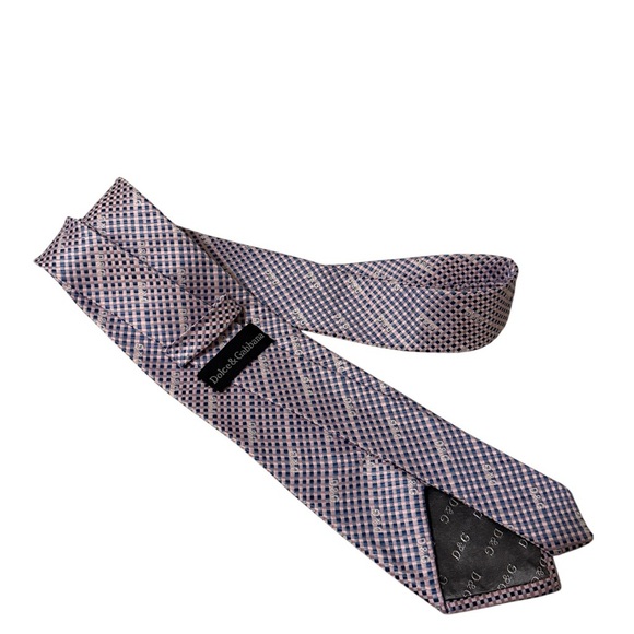 Dolce Gabbana, Handmade Elegant Checkered Silk Tie - Picture 7 of 9